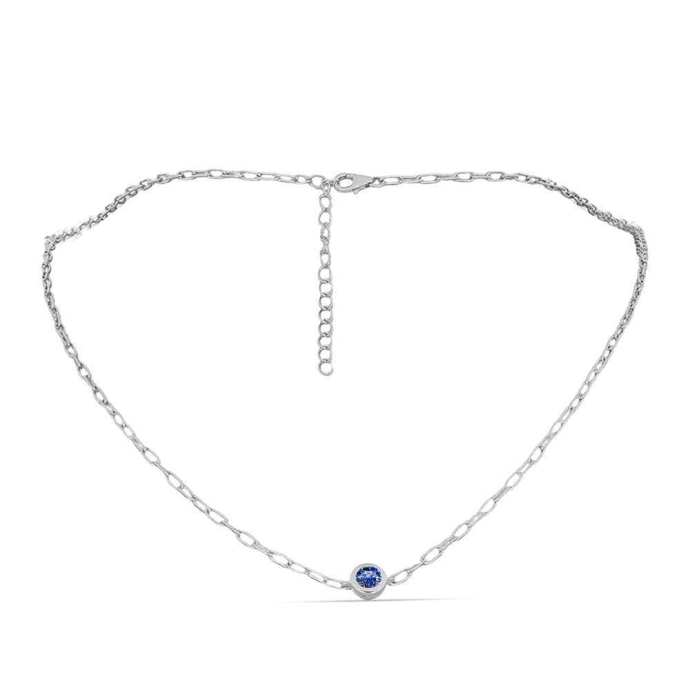 Collar de Plata con Moisanita azul real certificado y cultivado en laboratorio 1 