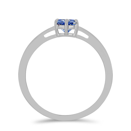 Anillo de Plata con Moisanita azul real certificado y cultivado en laboratorio