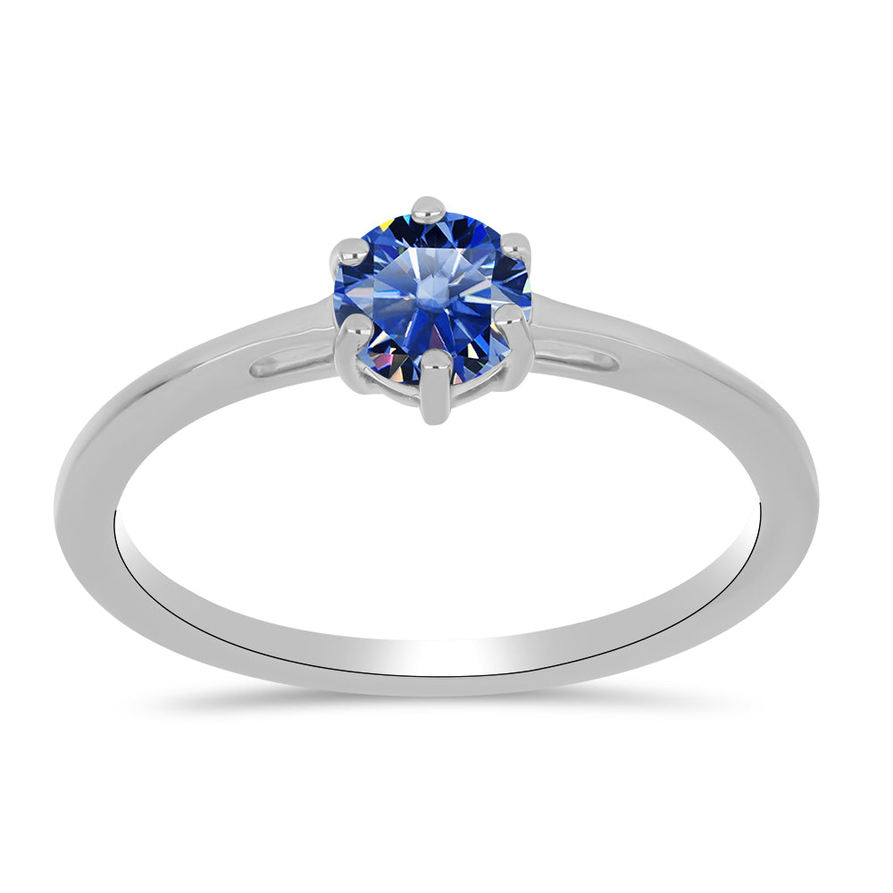 Anillo de Plata con Moisanita azul real certificado y cultivado en laboratorio 3 