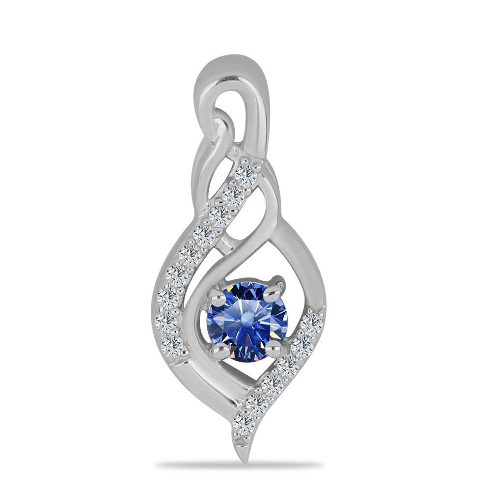 Colgante de Plata con Moisanita azul real certificado y cultivado en laboratorio y Topacio Blanco 1 
