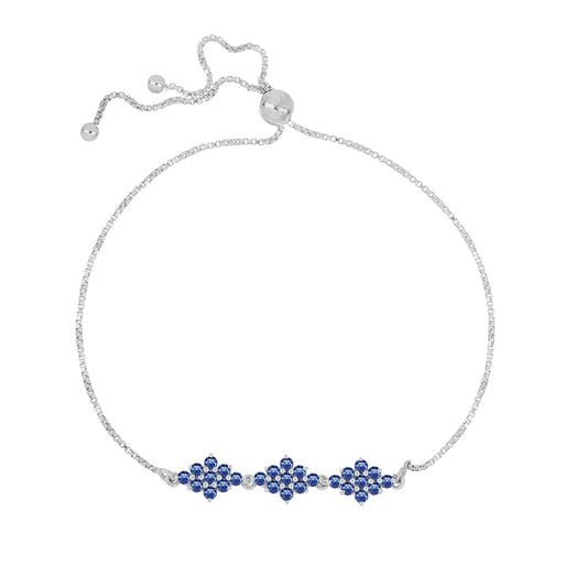 Pulsera de Plata con Moisanita azul real certificado y cultivado en laboratorio
