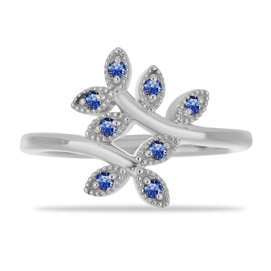 Anillo de Plata con Moisanita azul real certificado y cultivado en laboratorio