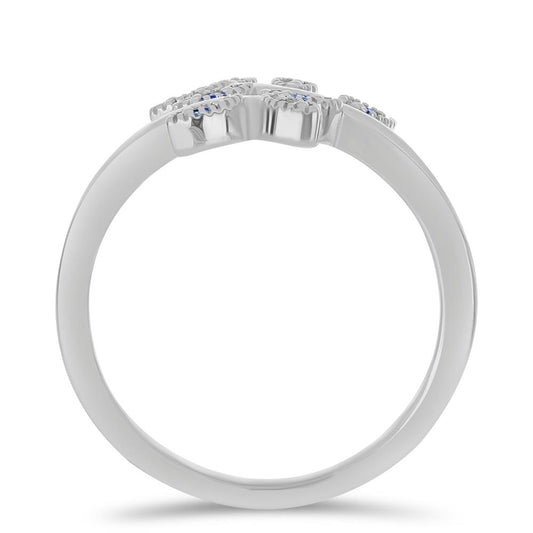 Anillo de Plata con Moisanita azul real certificado y cultivado en laboratorio