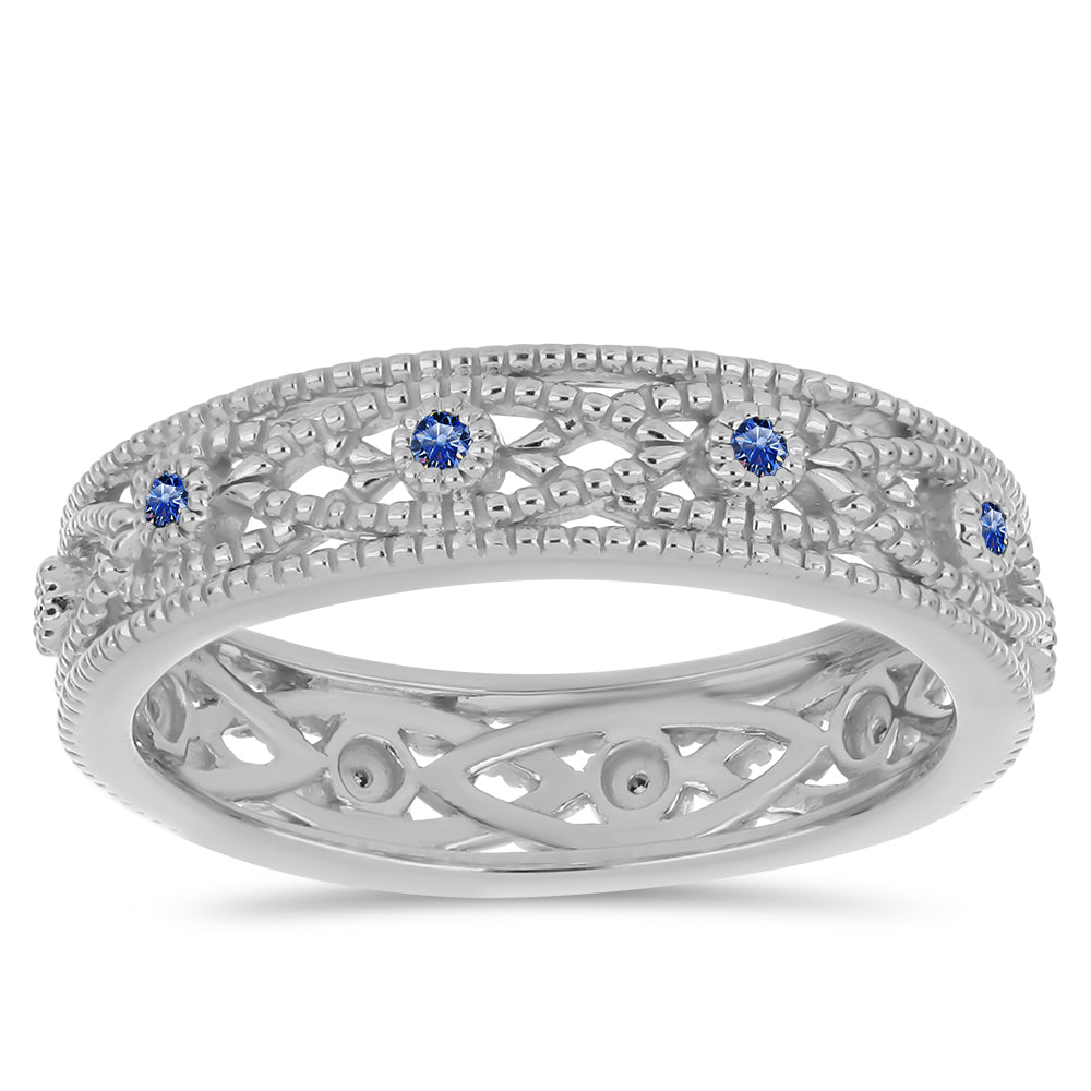 Anillo de Plata con Moisanita azul real certificado y cultivado en laboratorio 3 