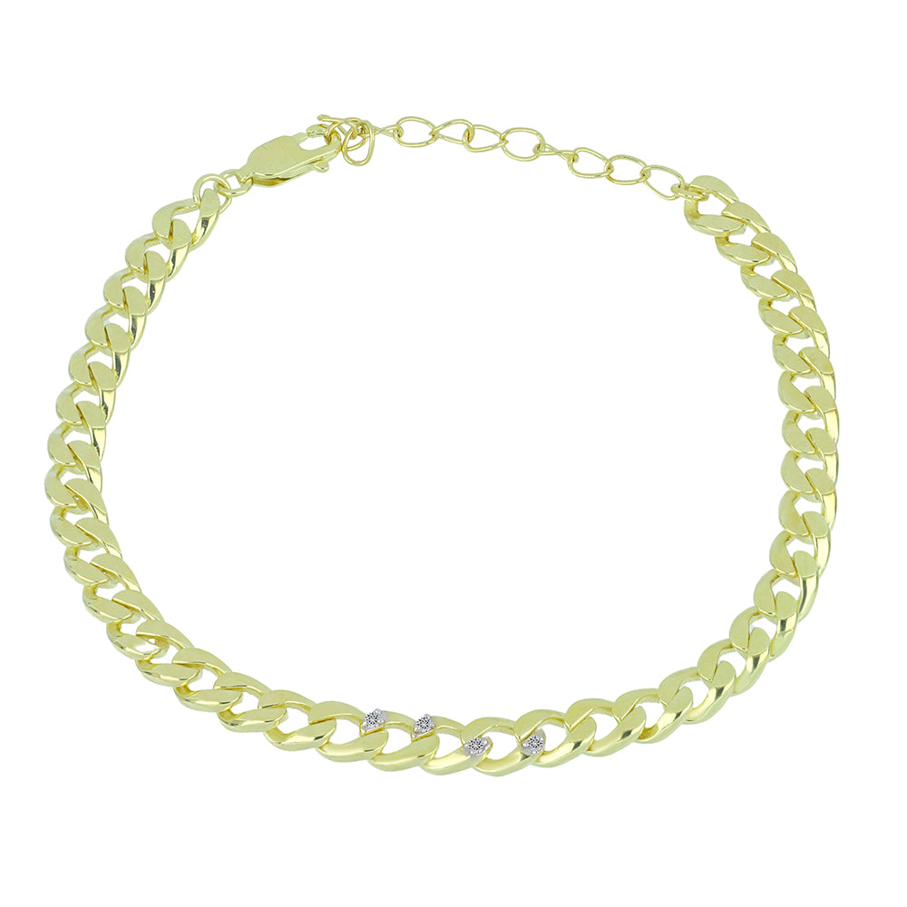 Pulsera de Plata Bañada en Oro con Diamante blanco 1 