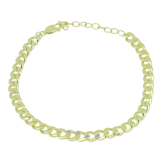 Pulsera de Plata Bañada en Oro con Diamante blanco