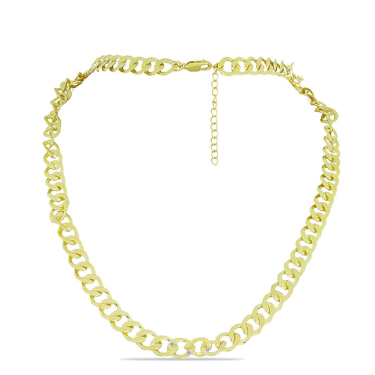 Collar de Plata Bañada en Oro con Diamante blanco