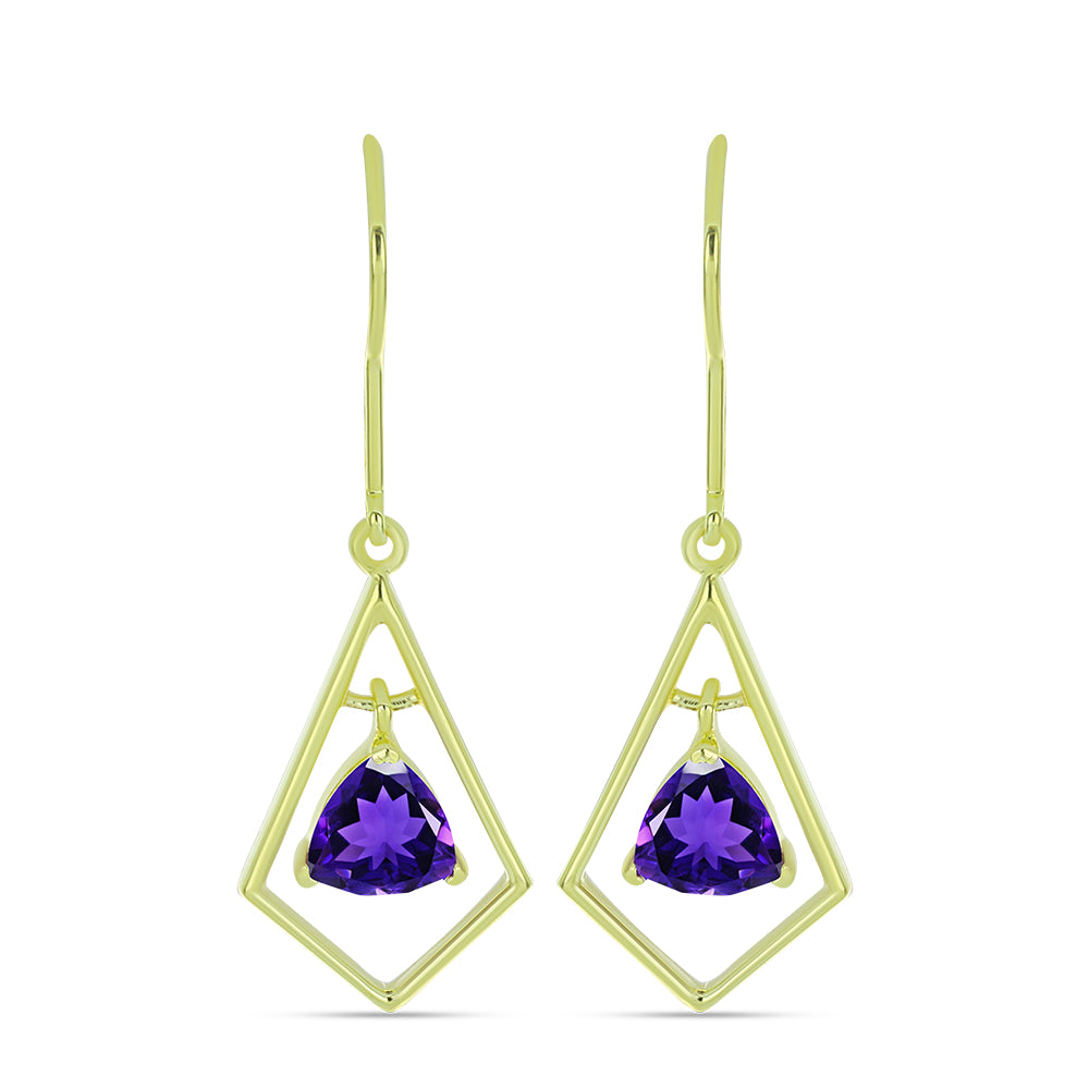 Pendientes de Plata Bañada en Oro con Amatista de Marruecos