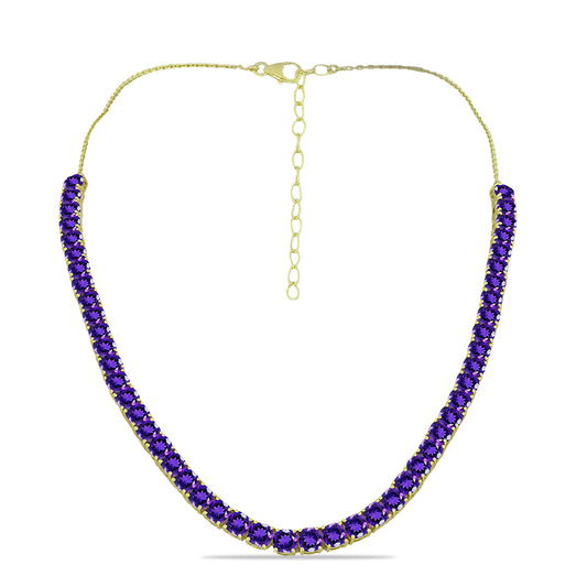 Collar de Plata Bañada en Oro con Amatista de Marruecos