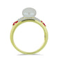 Anillo de Plata Bañada en Oro con Perla de Agua Dulce y Rubí de Madagascar