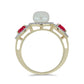 Anillo de Plata Bañada en Oro con Perla de Agua Dulce y Rubí de Madagascar