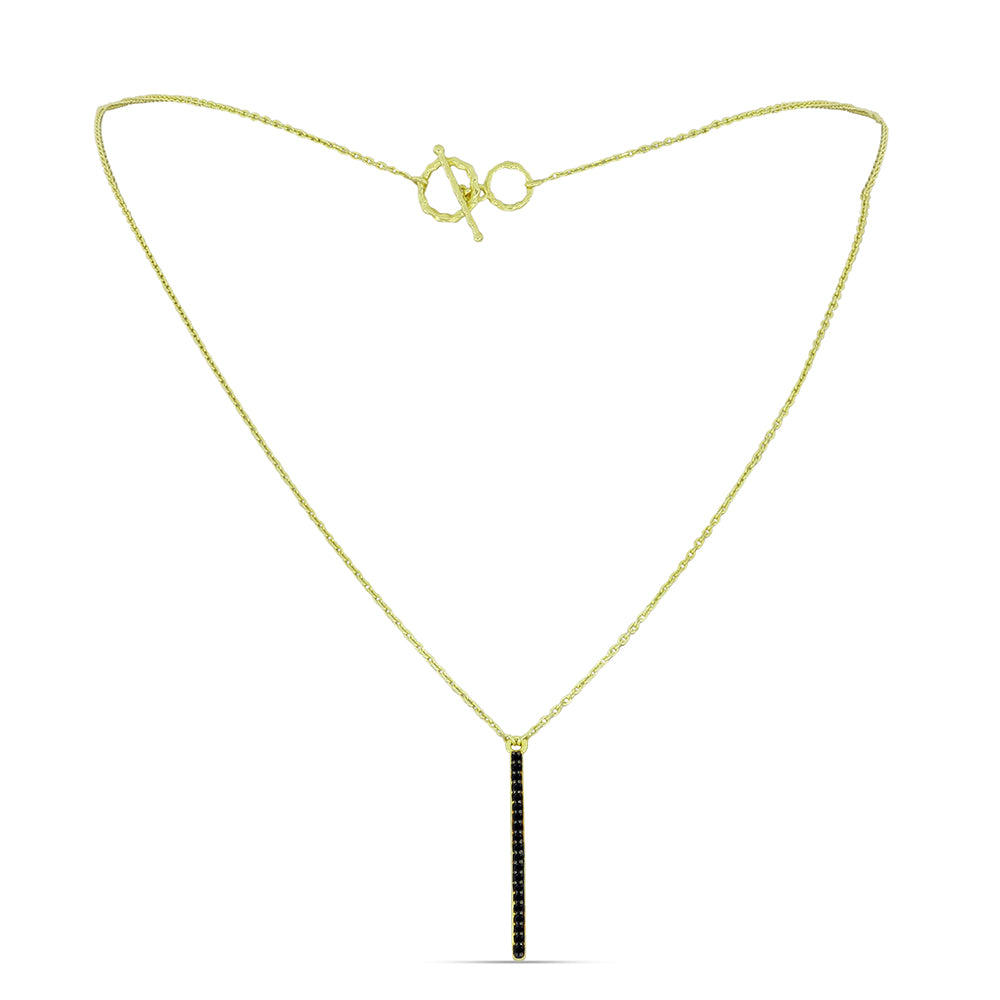 Collar de Plata Bañada en Oro con Espinela Negra 1 