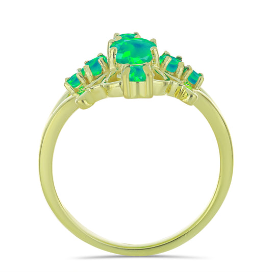 Anillo de Plata Bañada en Oro con Ópalo Verde Etíope de Lega Dembi