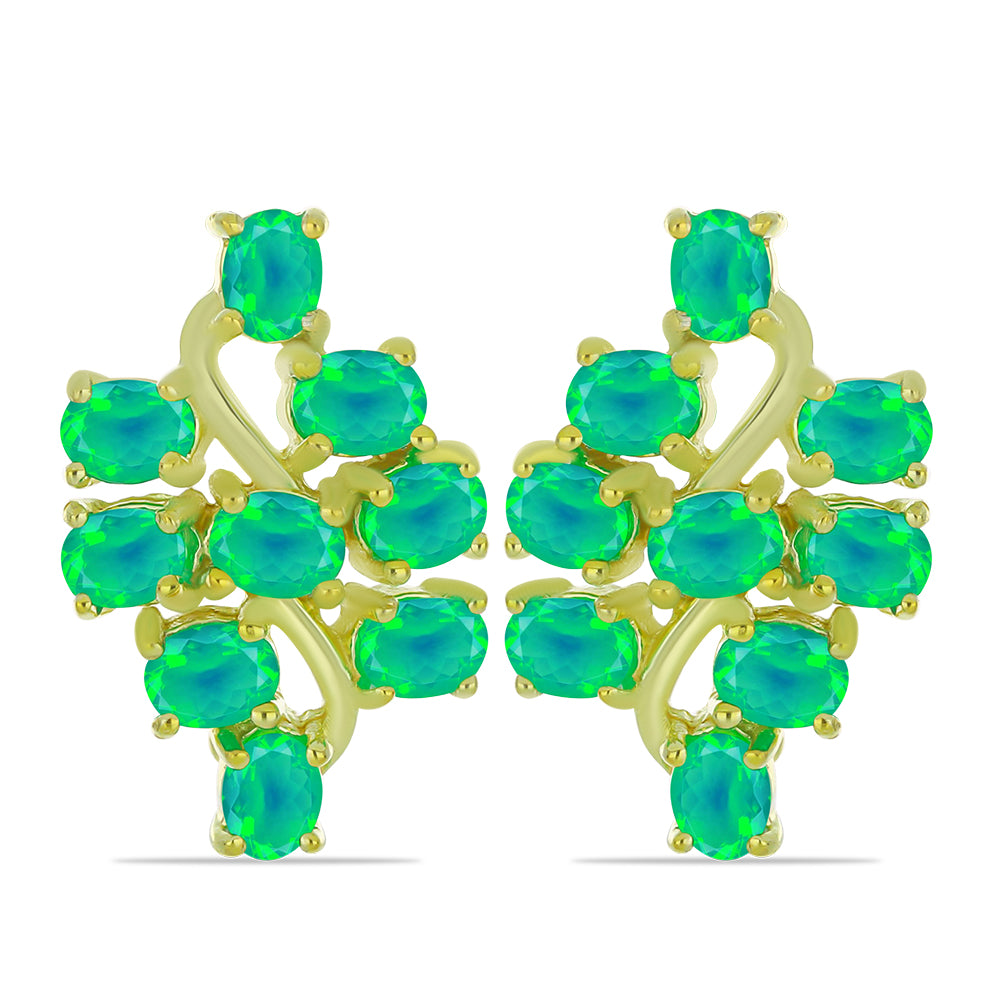 Pendientes de Plata Bañada en Oro con Ópalo Verde Etíope de Lega Dembi