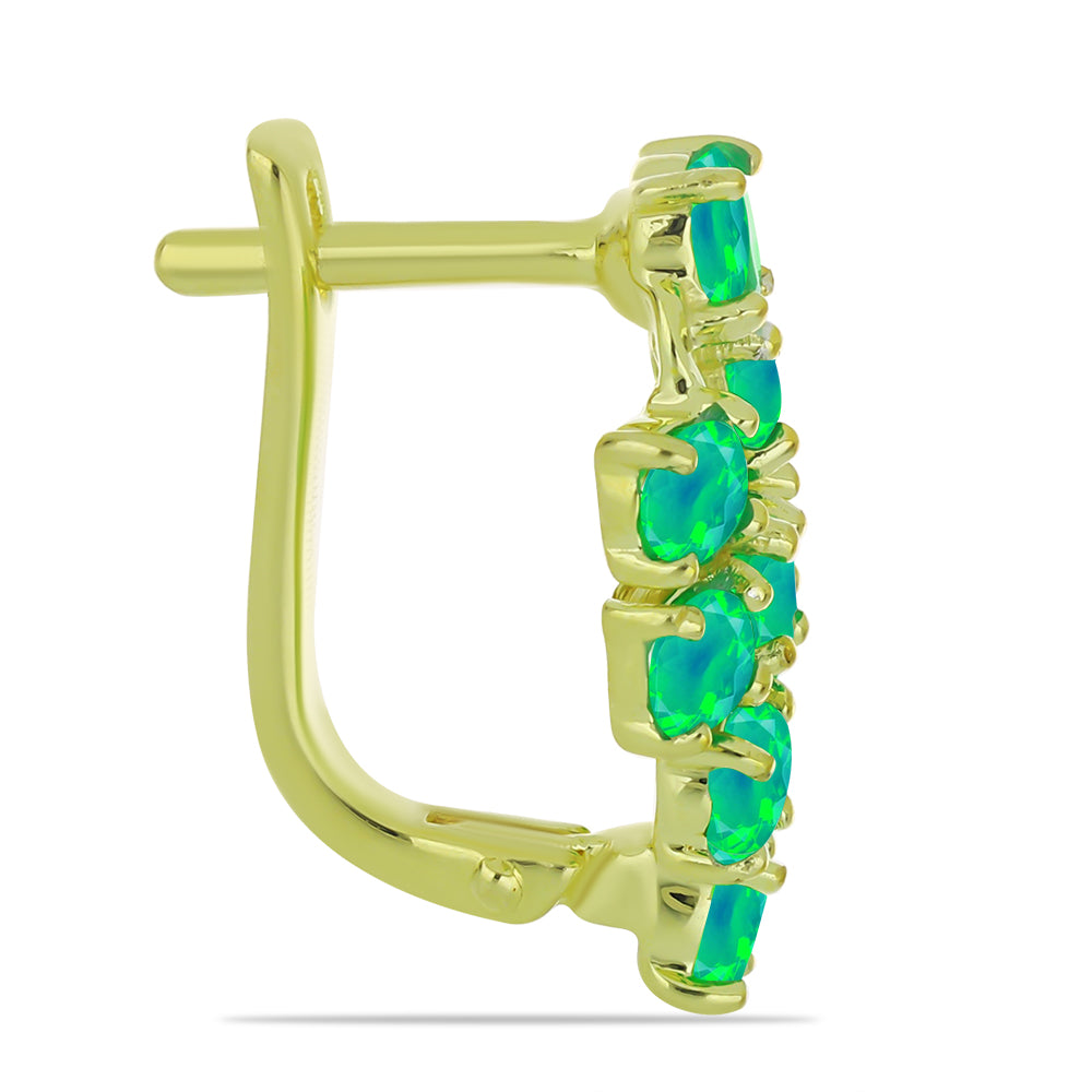 Pendientes de Plata Bañada en Oro con Ópalo Verde Etíope de Lega Dembi 2 