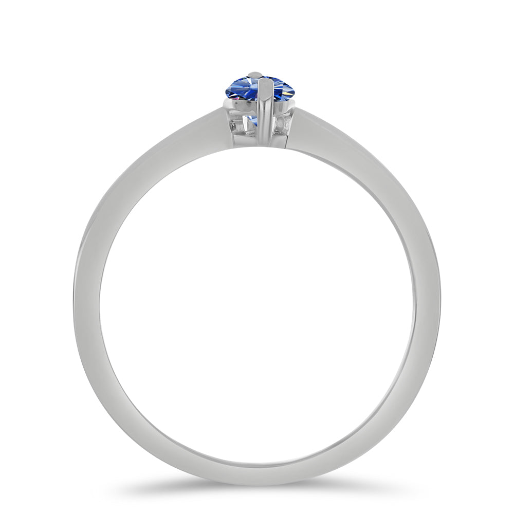 Anillo de Plata con Moisanita azul real certificado y cultivado en laboratorio