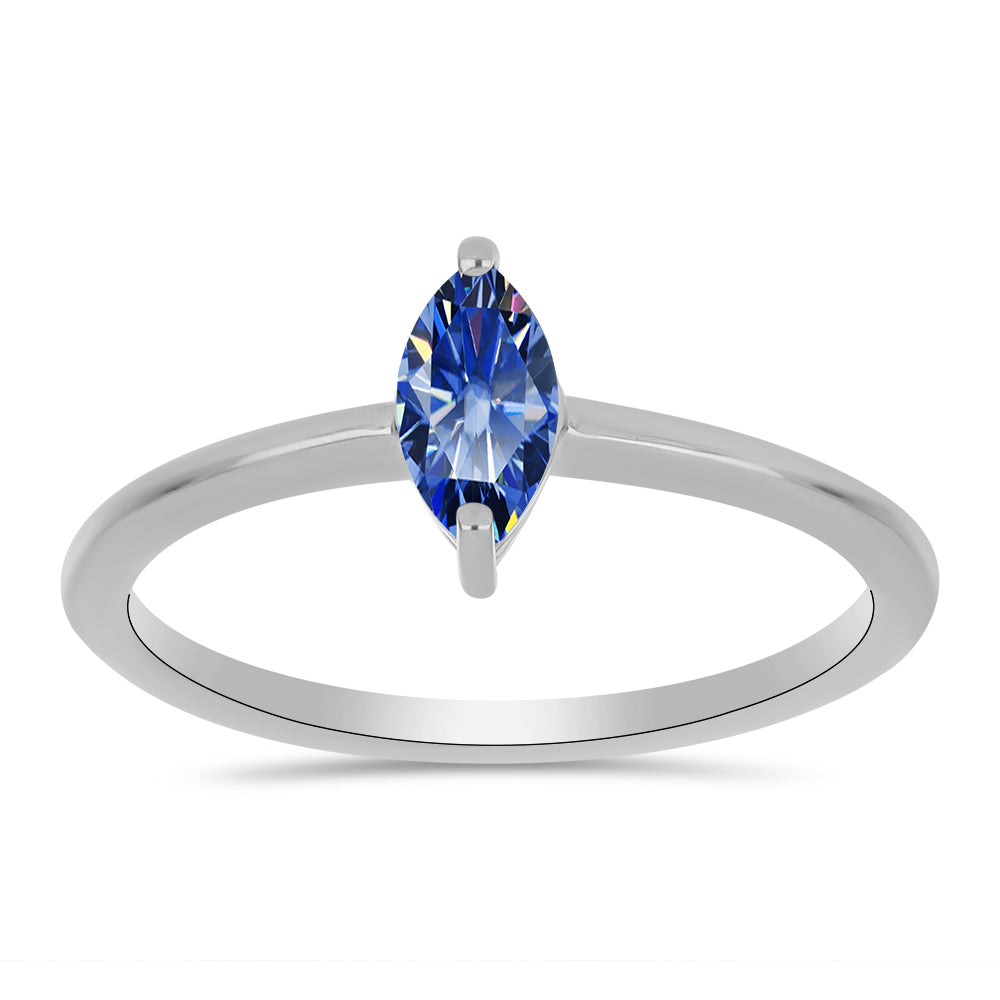 Anillo de Plata con Moisanita azul real certificado y cultivado en laboratorio 3 