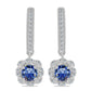Pendientes de Plata con Moisanita azul real certificado y cultivado en laboratorio y Topacio Blanco