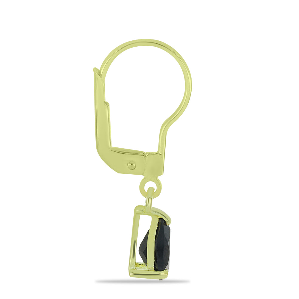 Pendientes de Plata Bañada en Oro con Espinela Negra