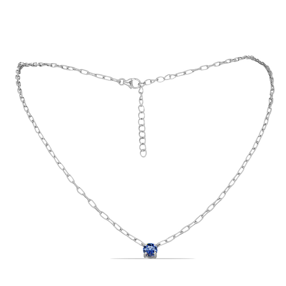 Collar de Plata con Moisanita azul real certificado y cultivado en laboratorio 1 
