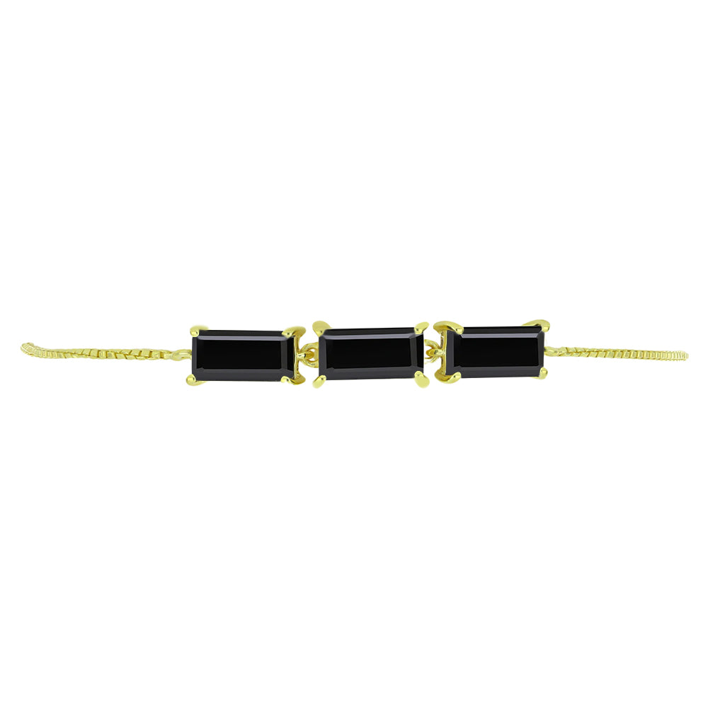 Pulsera de Plata Bañada en Oro con Espinela Negra 2 