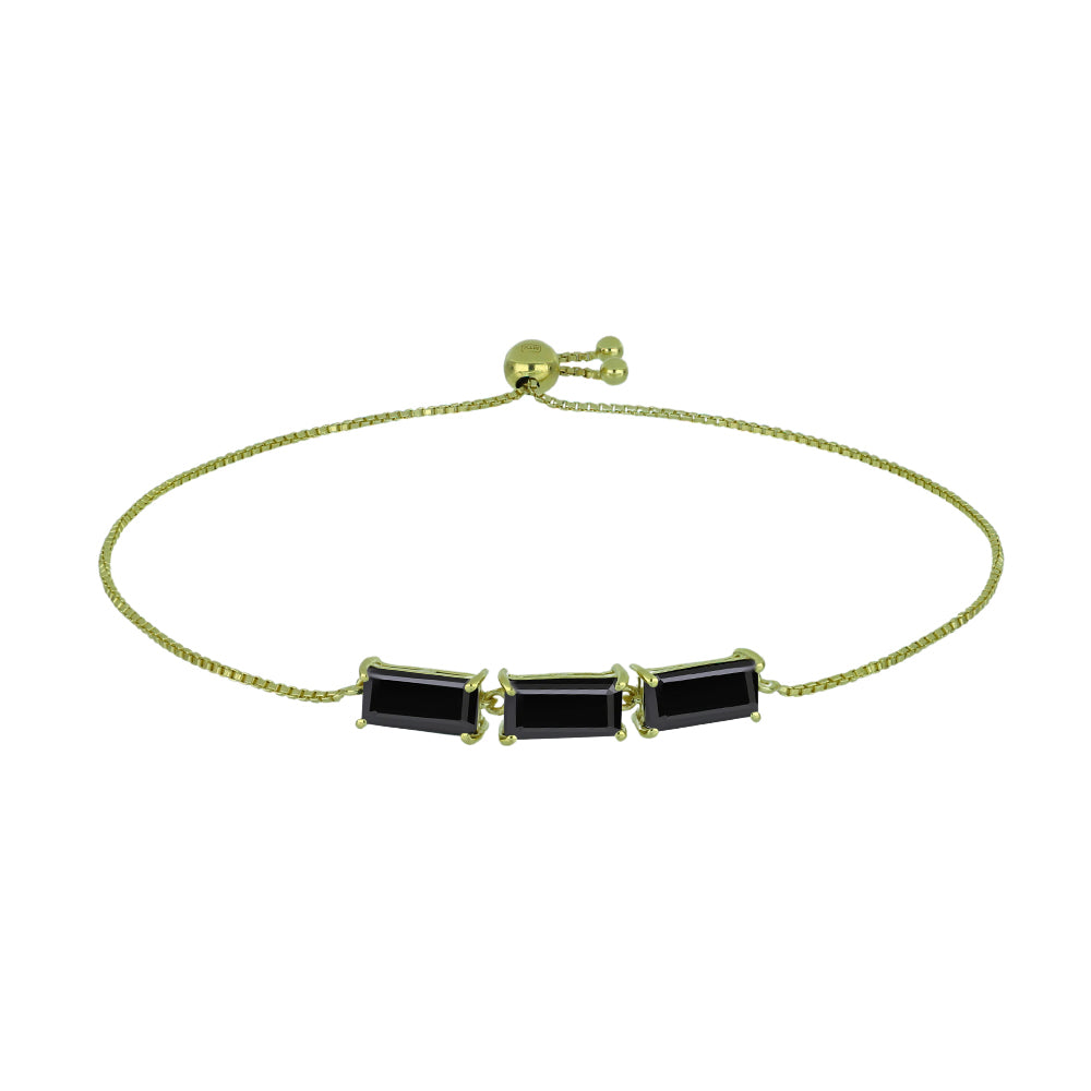 Pulsera de Plata Bañada en Oro con Espinela Negra 1 