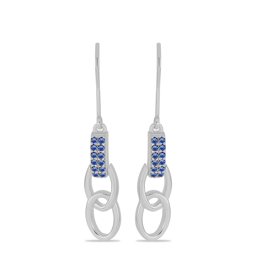 Pendientes de Plata con Moisanita azul real certificado y cultivado en laboratorio