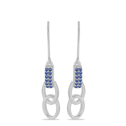 Pendientes de Plata con Moisanita azul real certificado y cultivado en laboratorio