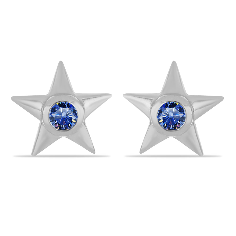 Pendientes de Plata con Moisanita azul real certificado y cultivado en laboratorio 1 