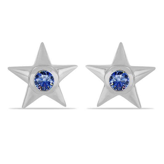 Pendientes de Plata con Moisanita azul real certificado y cultivado en laboratorio