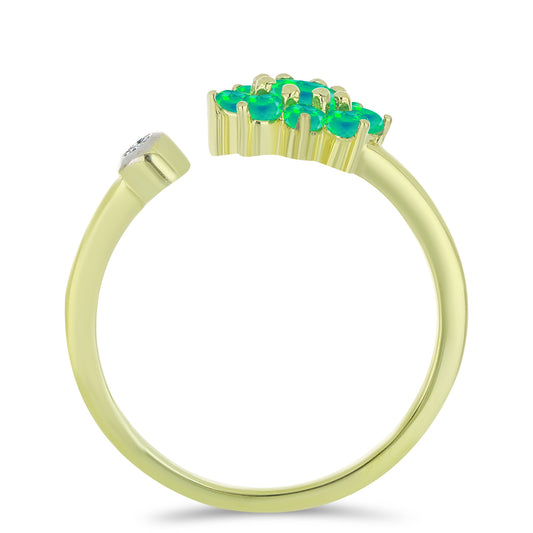 Anillo de Plata Bañada en Oro con Ópalo Verde Etíope de Lega Dembi y Topacio Blanco
