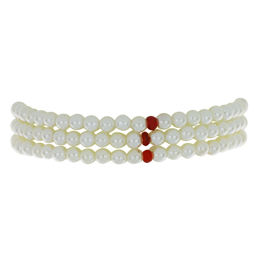 Pulsera de Plata Bañada en Oro con Perla de Agua Dulce y Rubí de Madagascar 2 