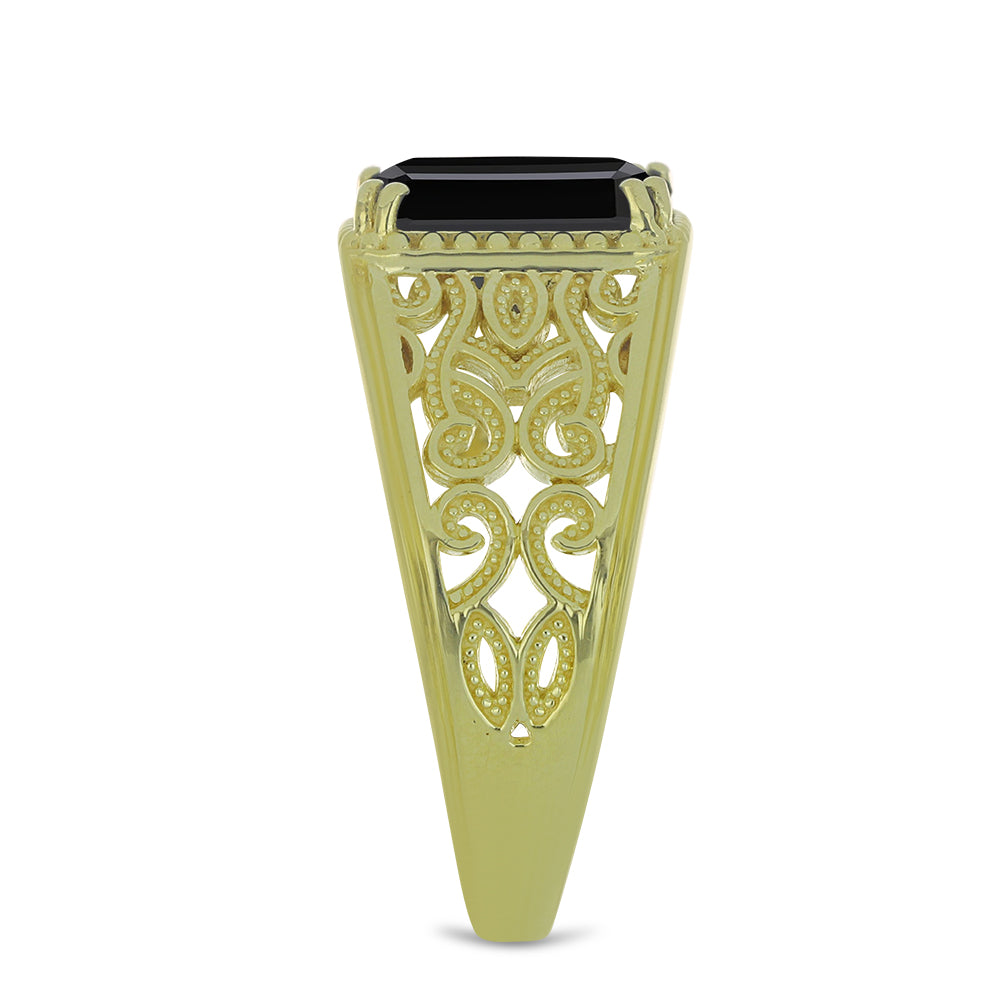 Anillo de Plata Bañada en Oro con Espinela Negra 4 