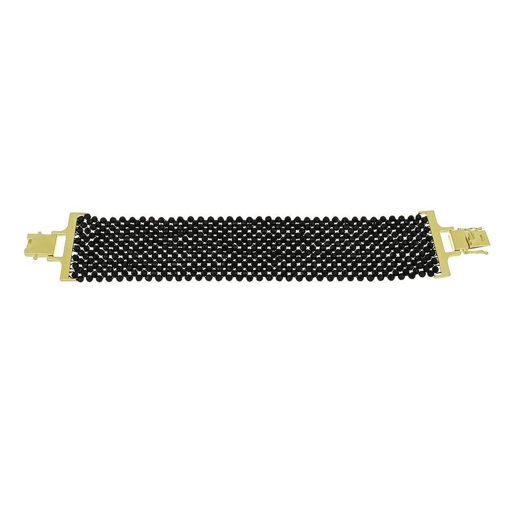 Pulsera de Plata Bañada en Oro con Espinela Negra 2 