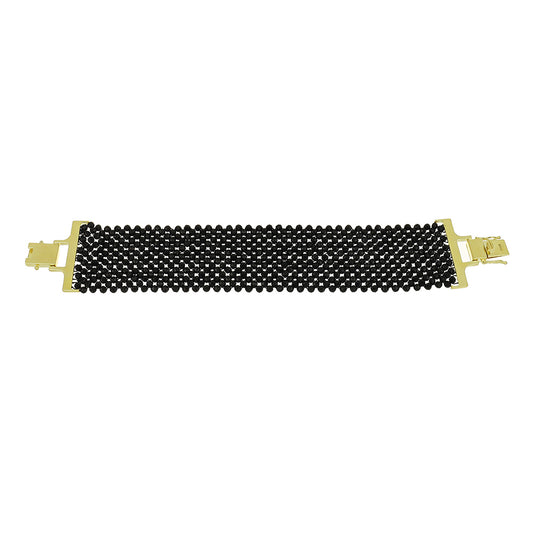 Pulsera de Plata Bañada en Oro con Espinela Negra