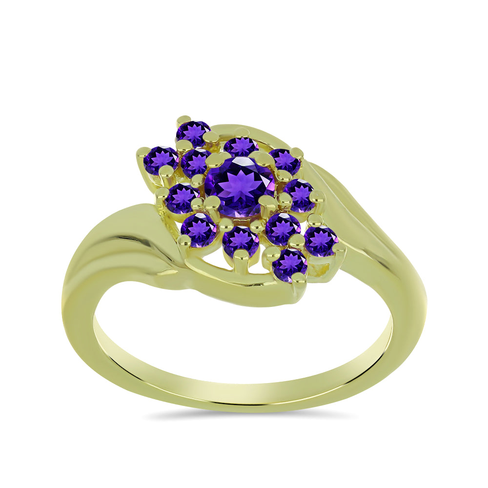 Anillo de Plata Bañada en Oro con Amatista de Marruecos