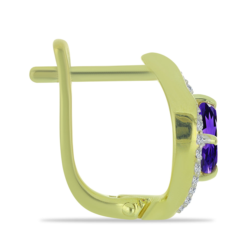 Pendientes de Plata Bañada en Oro con Amatista de Marruecos y Topacio Blanco 2 