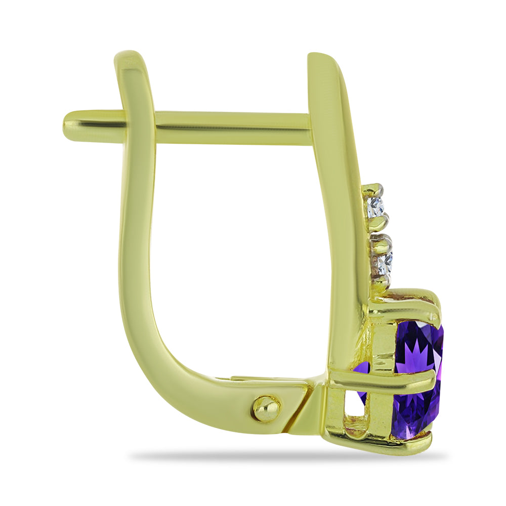 Pendientes de Plata Bañada en Oro con Amatista de Marruecos y Topacio Blanco 2 