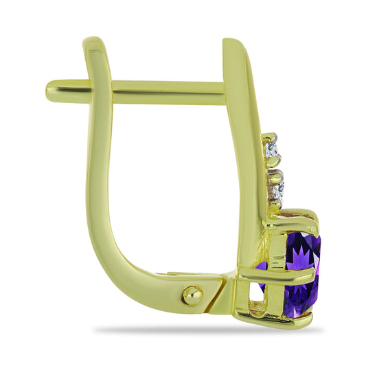 Pendientes de Plata Bañada en Oro con Amatista de Marruecos y Topacio Blanco