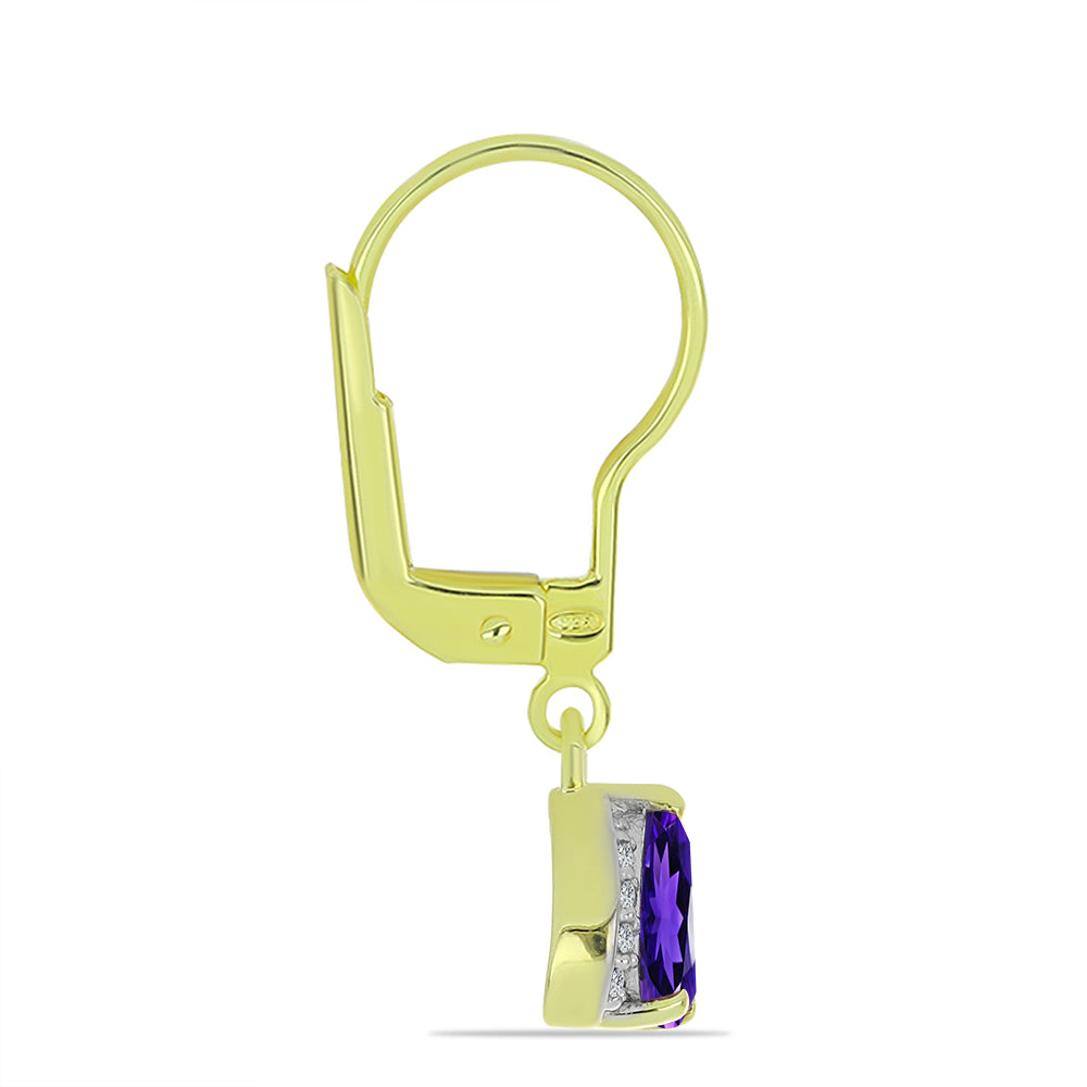 Pendientes de Plata Bañada en Oro con Amatista de Marruecos y Topacio Blanco 2 