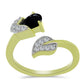 Anillo de Plata Bañada en Oro con Espinela Negra y Topacio Blanco