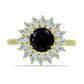 Anillo de Plata Bañada en Oro con Espinela Negra y Topacio Blanco