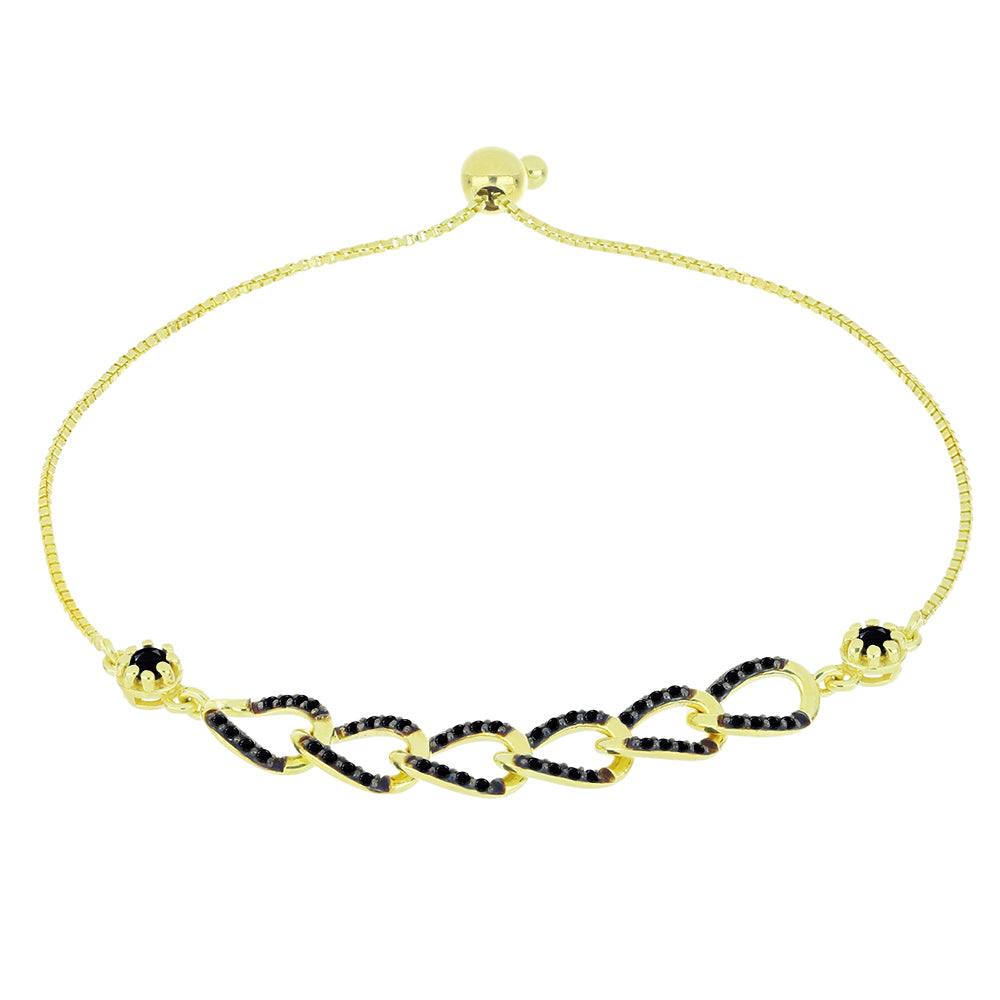 Pulsera de Plata Bañada en Oro con Espinela Negra 1 