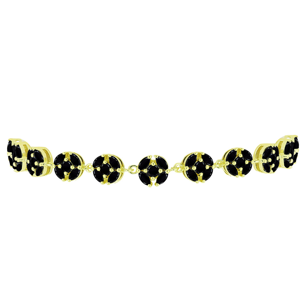 Pulsera de Plata Bañada en Oro con Espinela Negra 2 