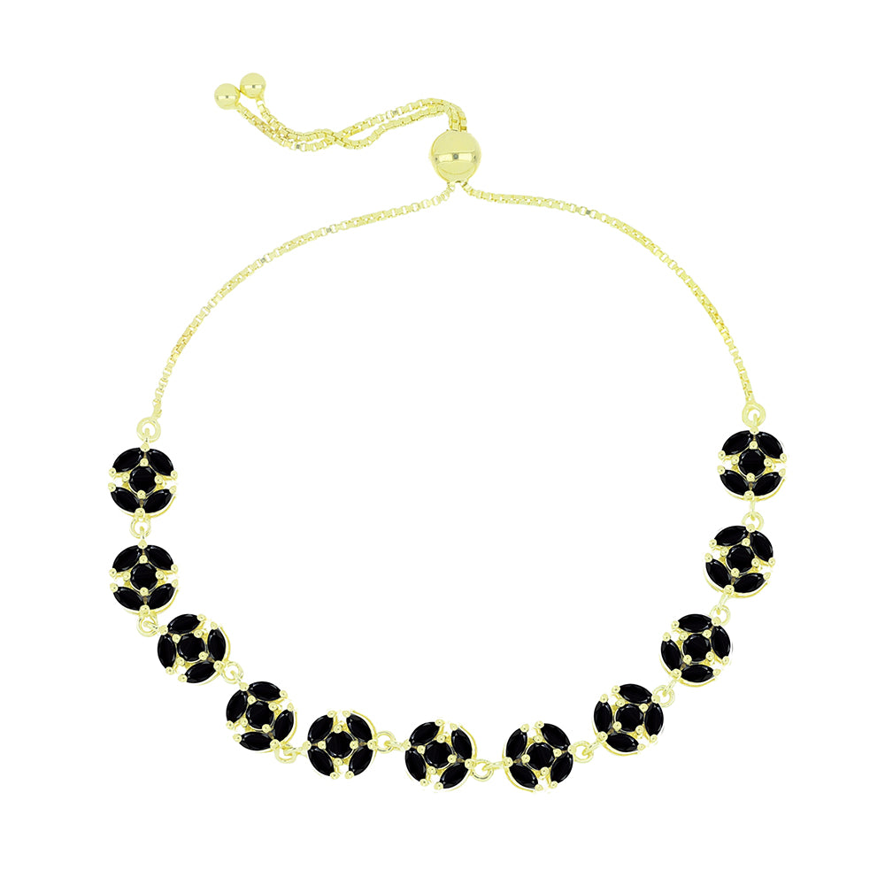 Pulsera de Plata Bañada en Oro con Espinela Negra 1 