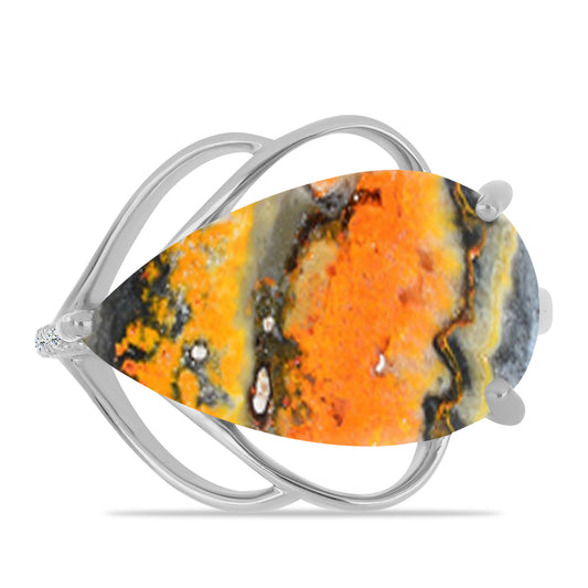 Anillo de Plata con Jasper de Bumble Bee y Topacio Blanco