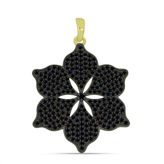 Colgante de Plata Bañada en Oro con Espinela Negra