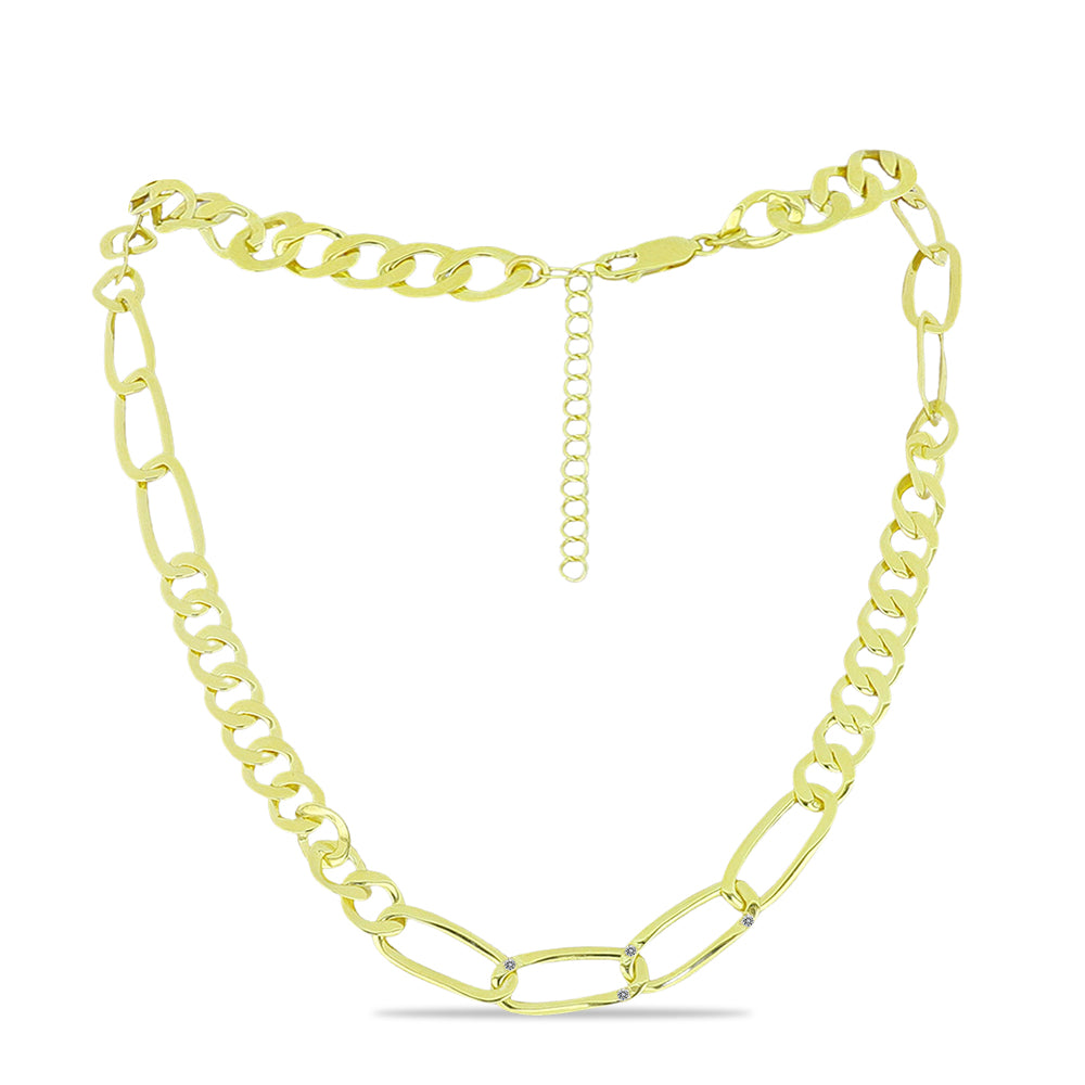 Collar de Plata Bañada en Oro con Diamante blanco 1 