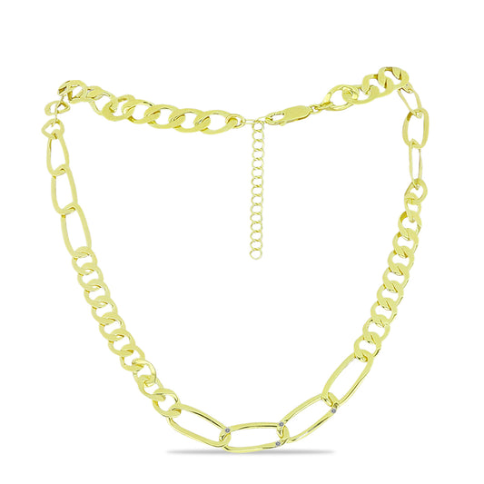 Collar de Plata Bañada en Oro con Diamante blanco