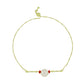 Pulsera de Plata Bañada en Oro con Perla de Agua Dulce y Rubí de Madagascar